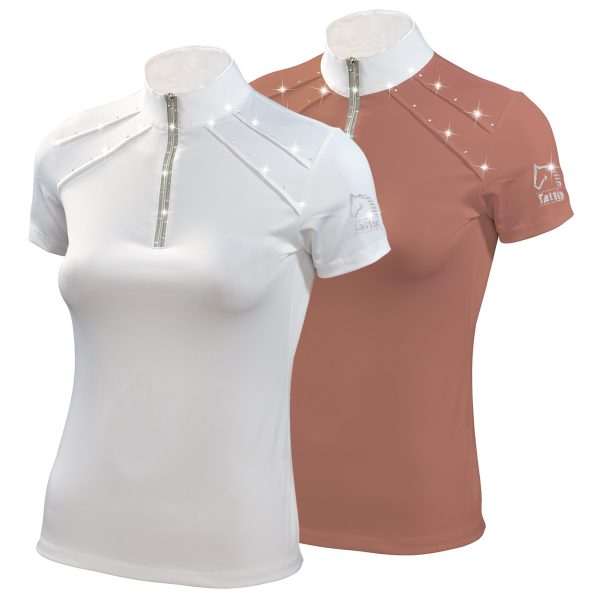 Maglia da concorso da donna zip argento con nastro lurex